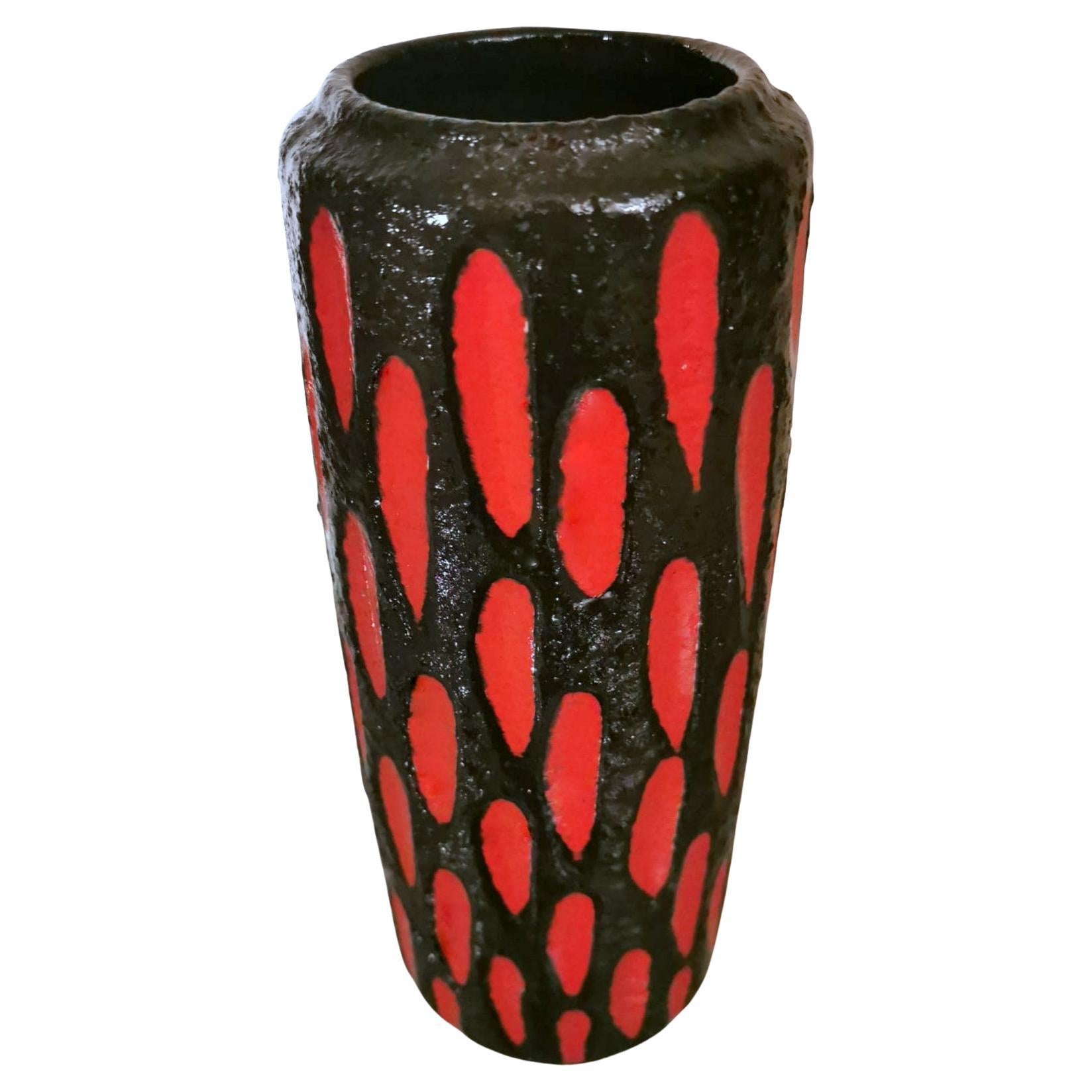 Fat Lava Style German Colored Ceramic Glazed Vase