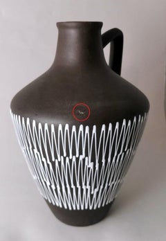 Fat-Lava Style German Dark And White Ceramic Pitcher