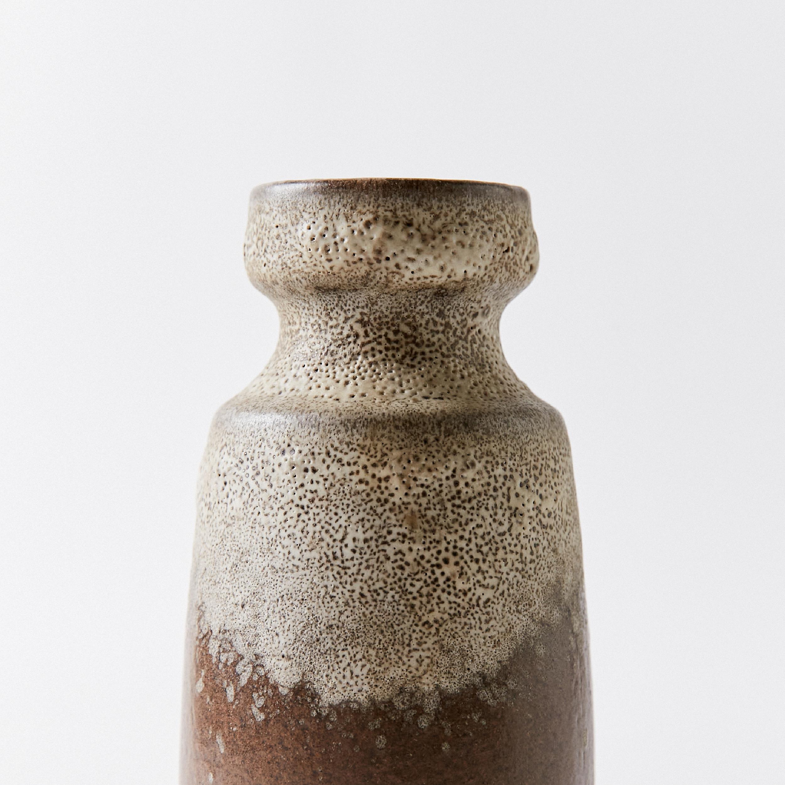 Mid-Century Modern Fat Lava Vase in Brown and Textured Grey Tones, West Germany, 1960s For Sale