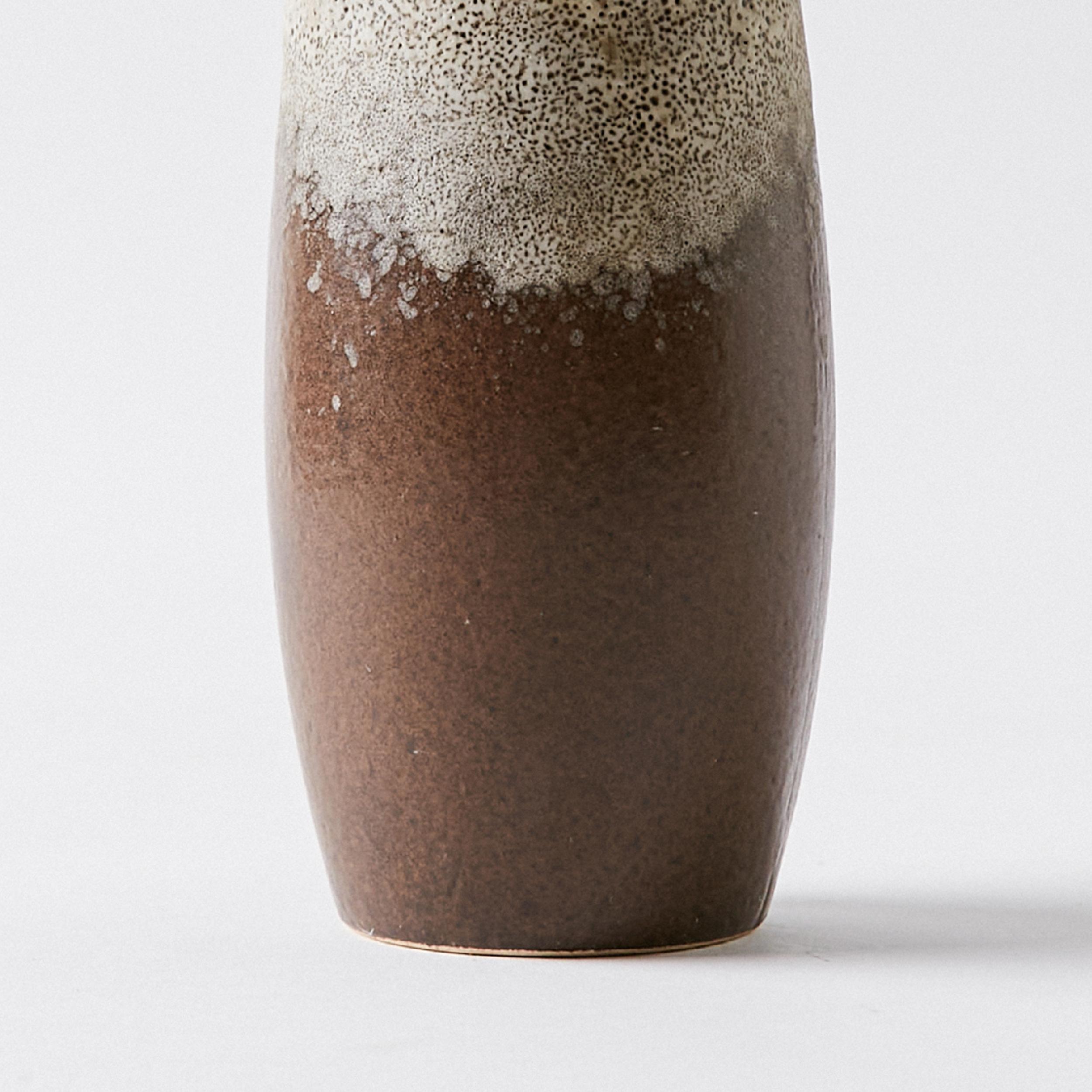 Glazed Fat Lava Vase in Brown and Textured Grey Tones, West Germany, 1960s For Sale