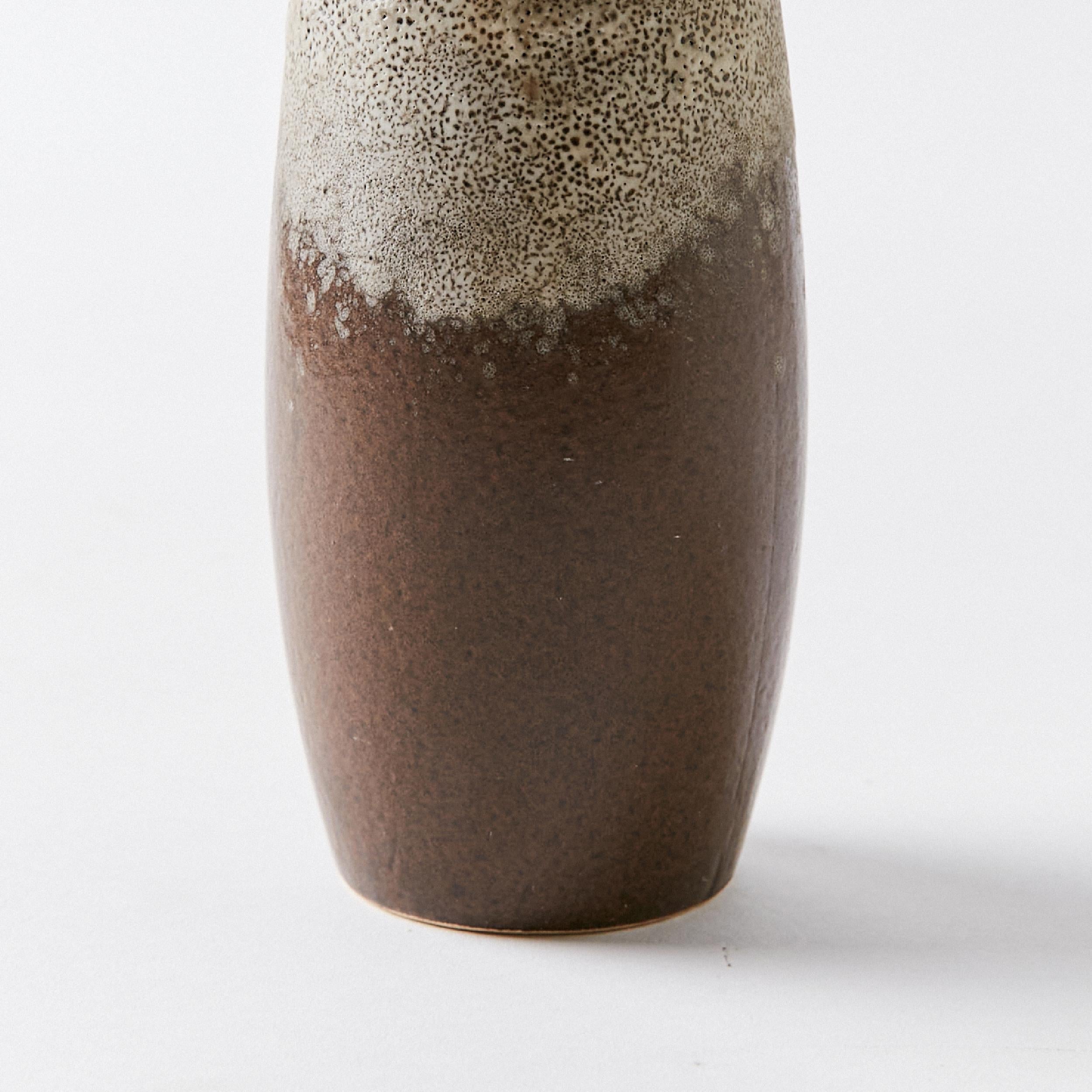 Fat Lava Vase in Brown and Textured Grey Tones, West Germany, 1960s In Good Condition For Sale In Philadelphia, PA