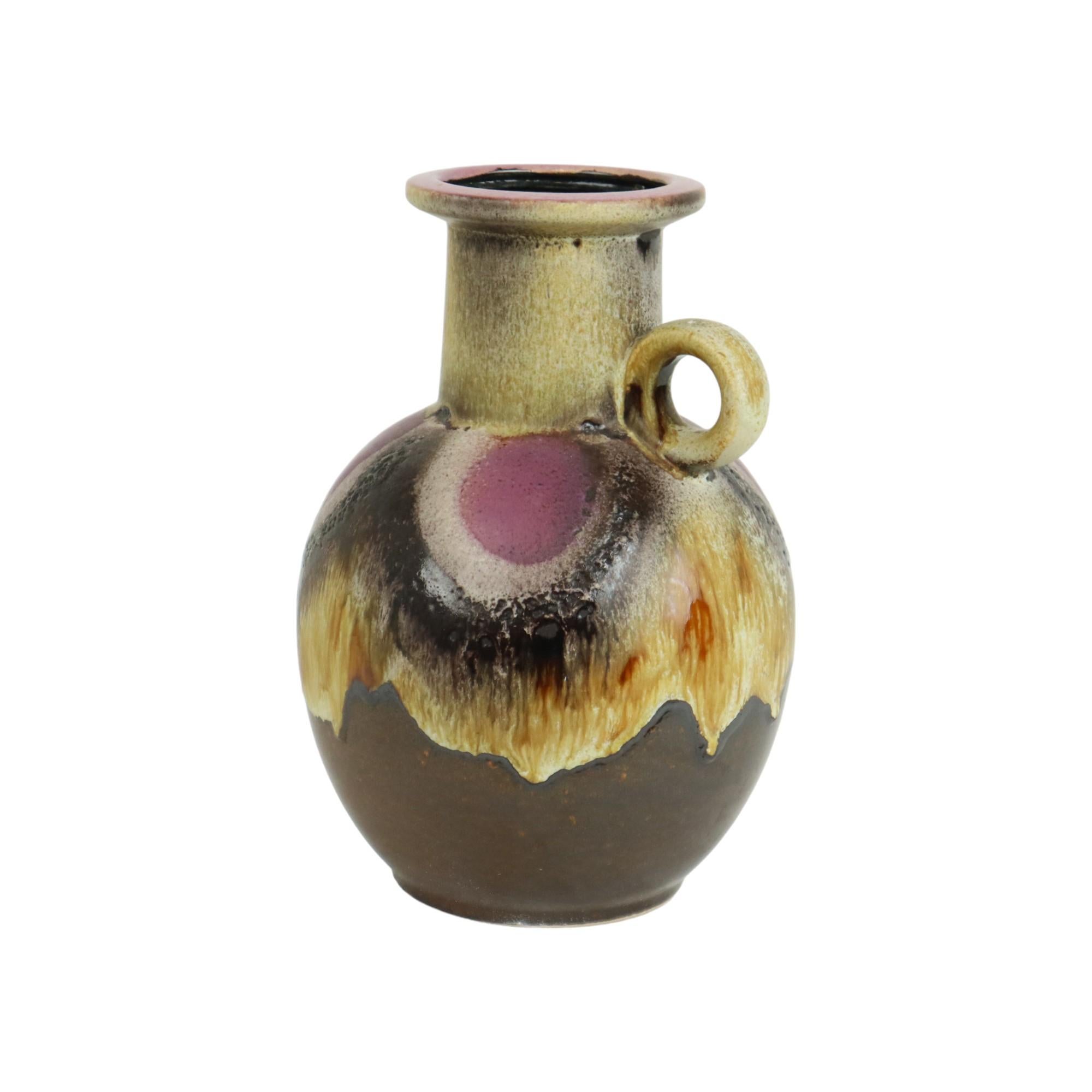 Fett Lava Vase Lila Brown West Deutschland Dumler Breiden 667-25 (Glasiert) im Angebot