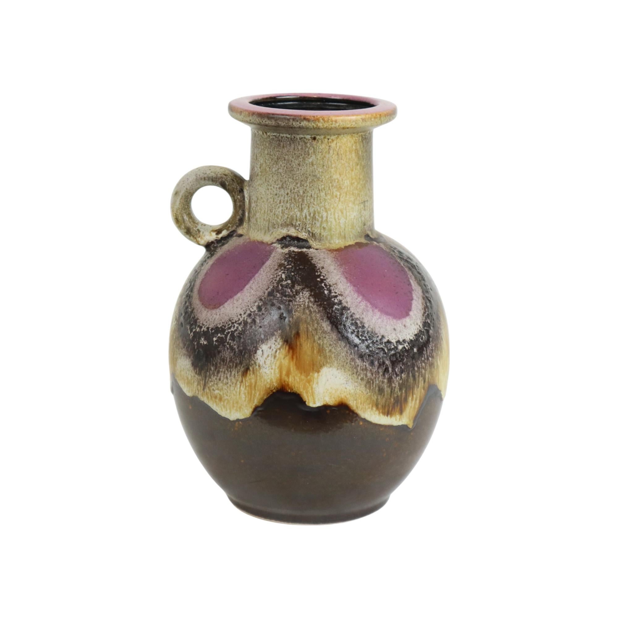 Fett Lava Vase Lila Brown West Deutschland Dumler Breiden 667-25 (Mitte des 20. Jahrhunderts) im Angebot