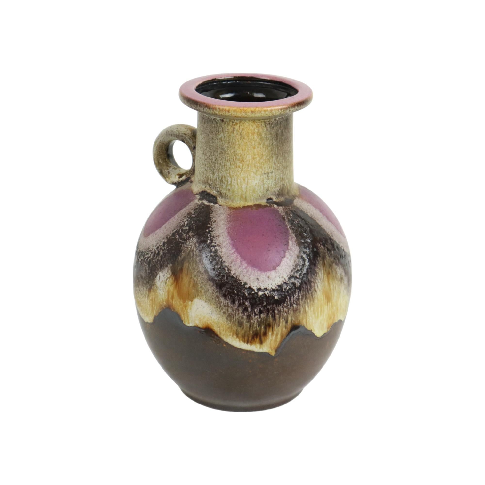 Fett Lava Vase Lila Brown West Deutschland Dumler Breiden 667-25 (Keramik) im Angebot