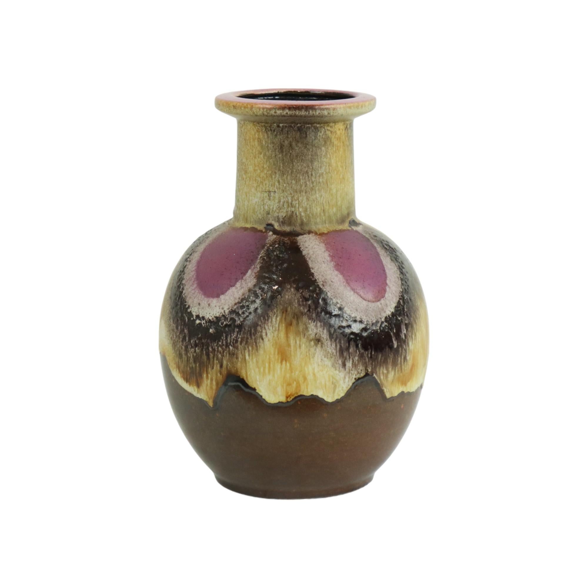 Fett Lava Vase Lila Brown West Deutschland Dumler Breiden 667-25 im Angebot 2