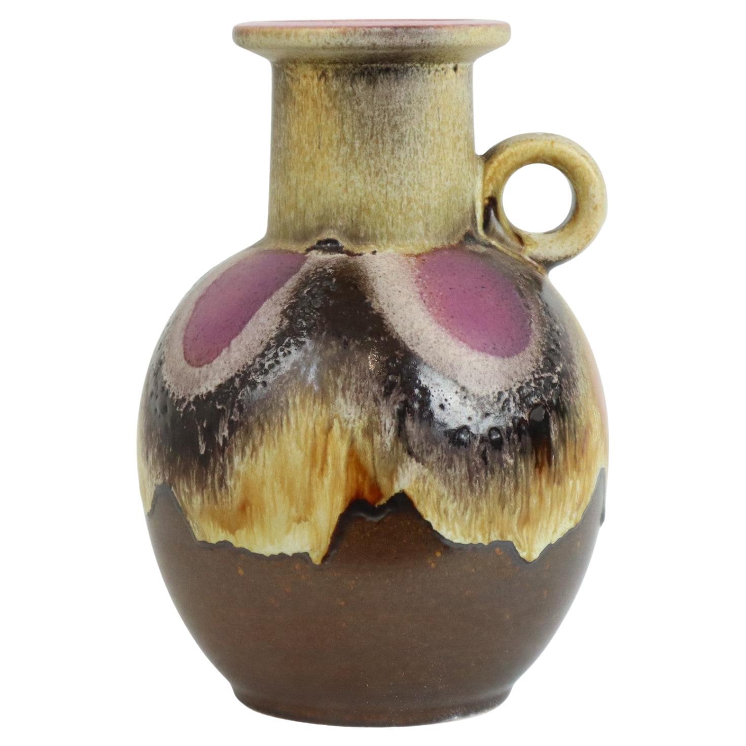 Fett Lava Vase Lila Brown West Deutschland Dumler Breiden 667-25 im Angebot