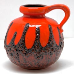 Fat Lava Vase with Red Drip-Glaze 'Scheurich 484-21, W-Germany' 1960s
