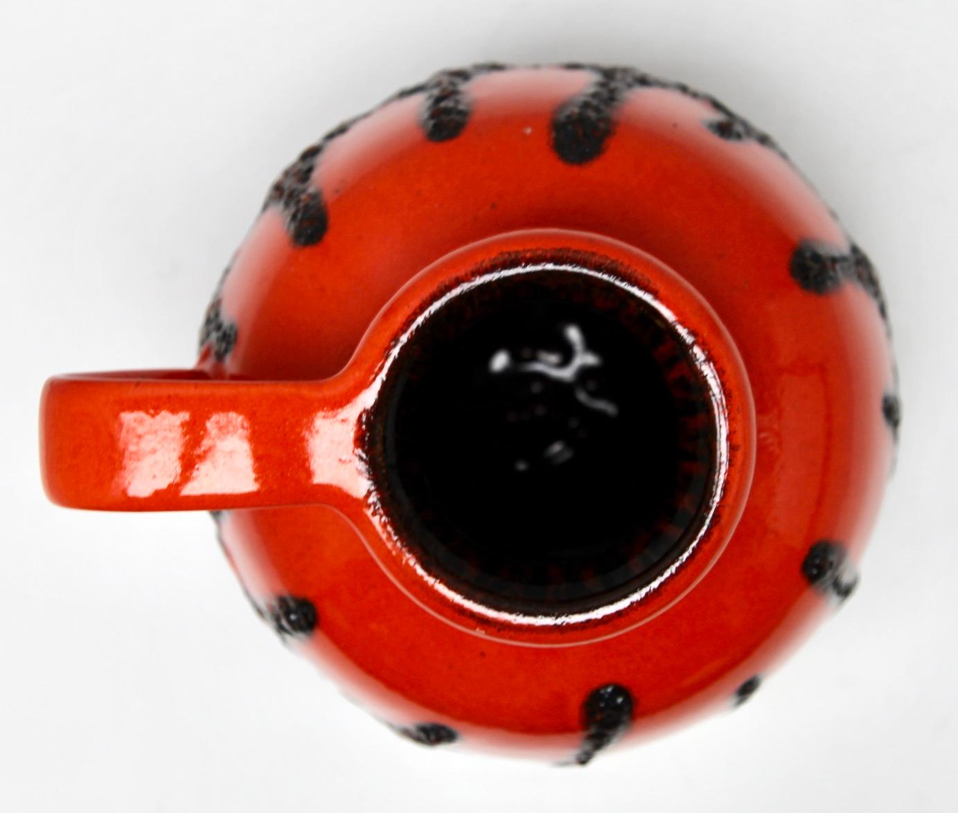 Fat Lava Vase with Red Drip-Glaze 'Scheurich 484-21, W-Germany' 1960s 1