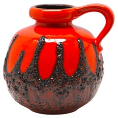 Fat Lava Vase with Red Drip-Glaze 'Scheurich 484-21, W-Germany' 1960s