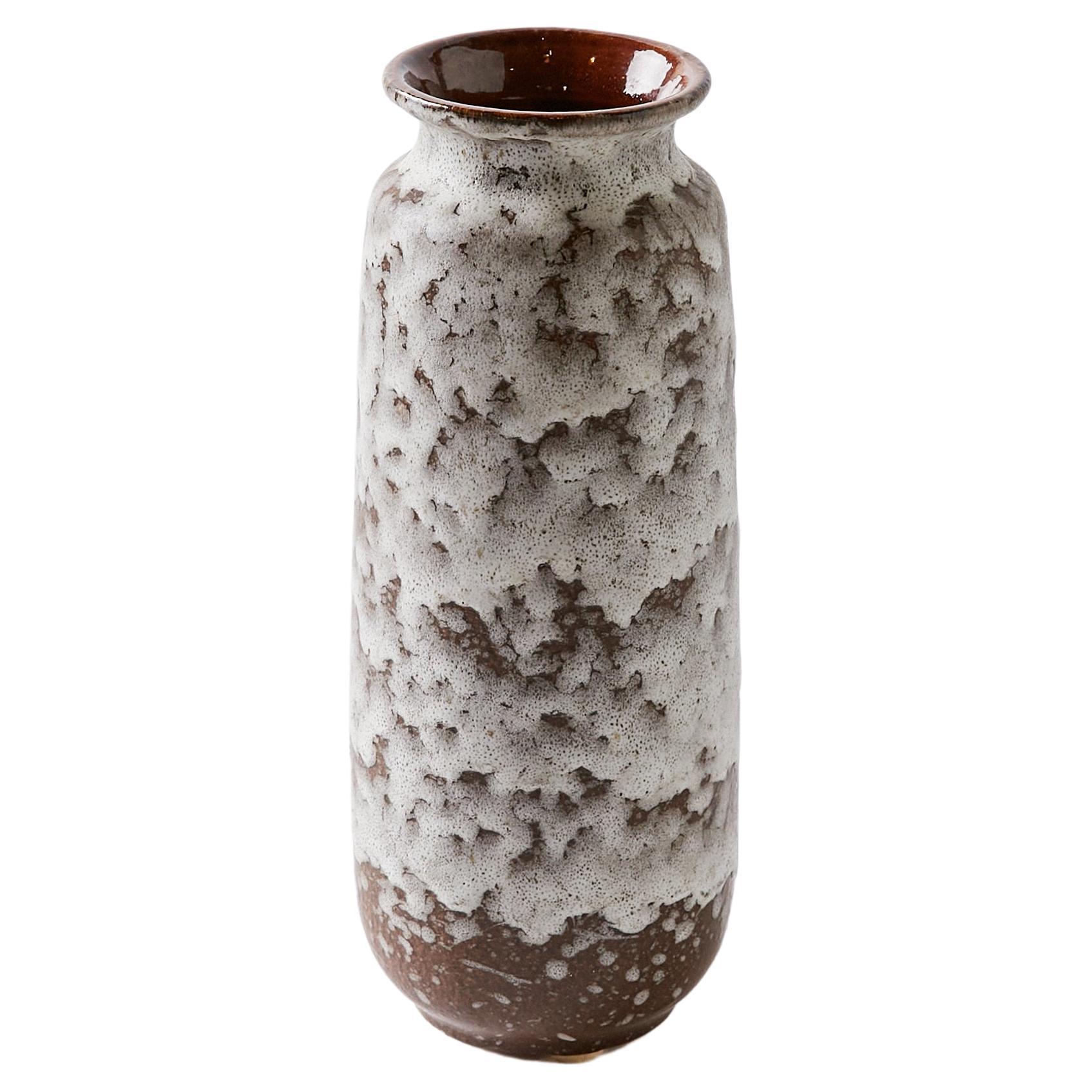Fat Lava Vase with White Textured Finish, West Germany, 1960s