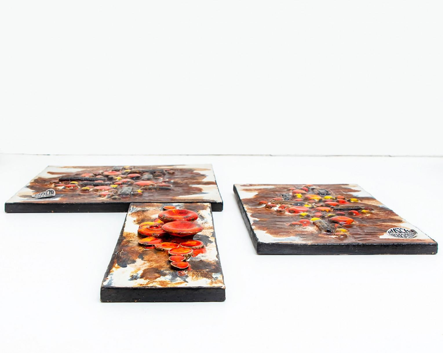 Glazed Fat Lava Wall Plaques by Ruscha Keramik, 1970s For Sale