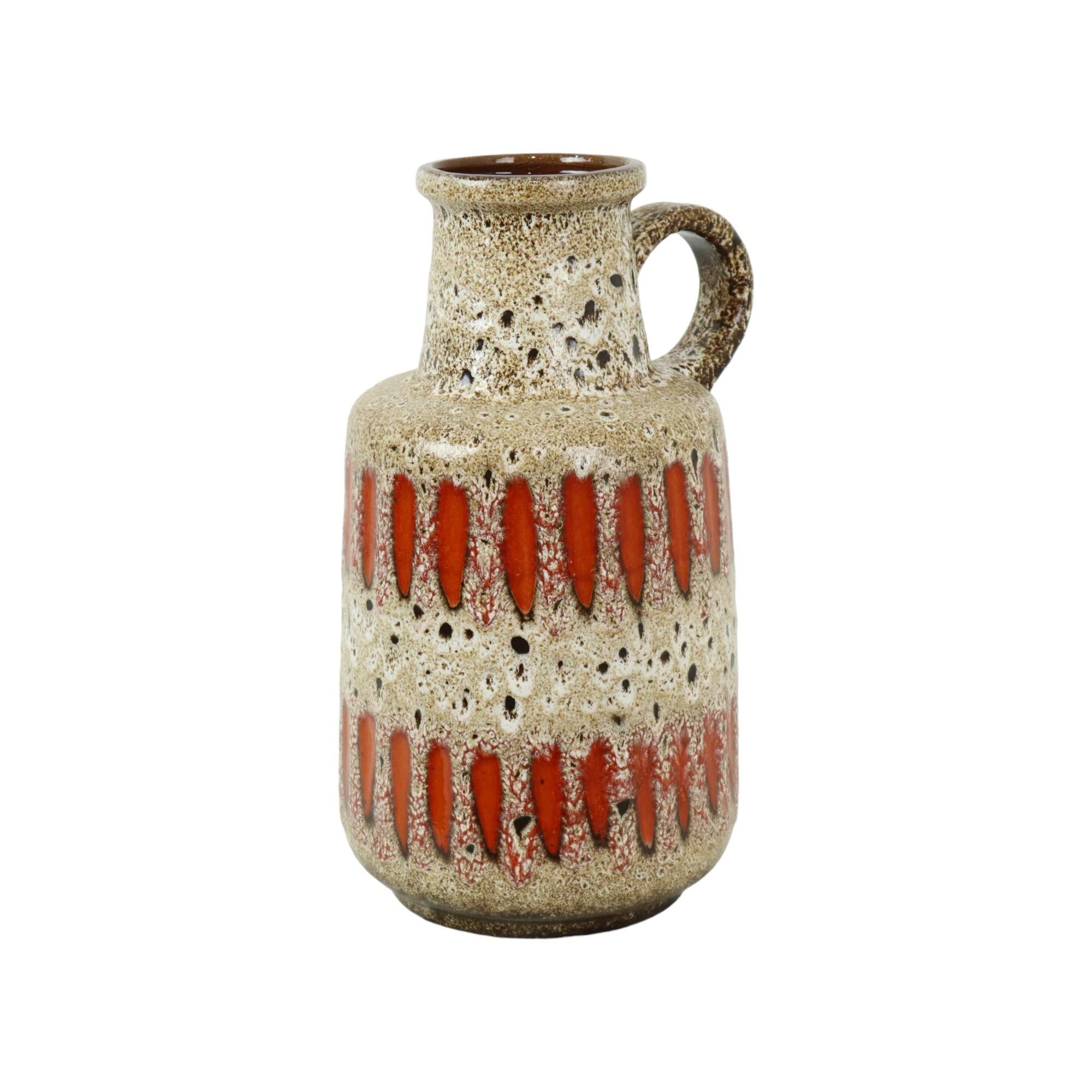 Smaltato Fat Lava Germania Ovest Vaso di terracotta Scheurich Lora Arancione 408-40 in vendita