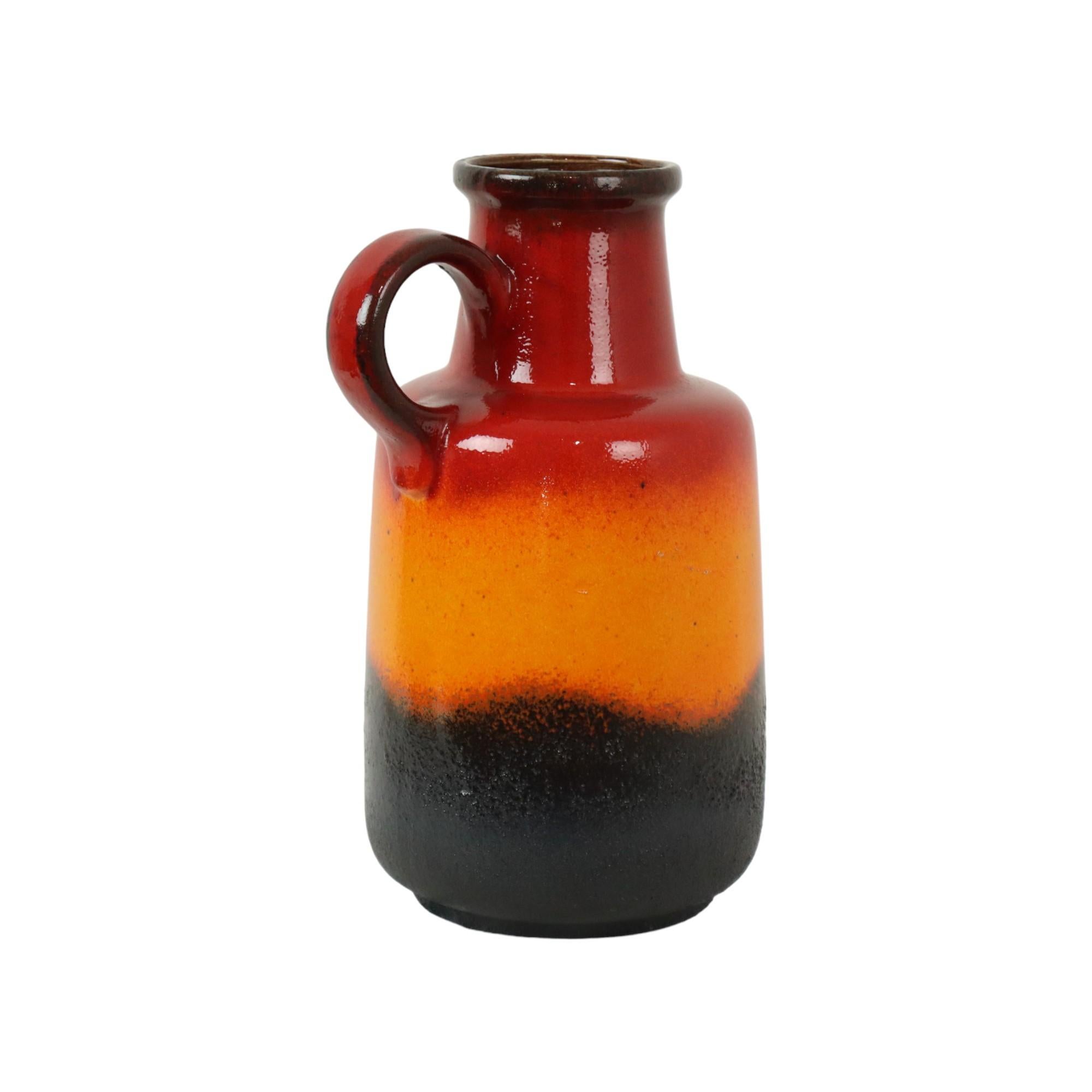 Smaltato Fat Lava Vaso Germania Ovest in terracotta Scheurich Arancione Rosso Nero 408-40 in vendita