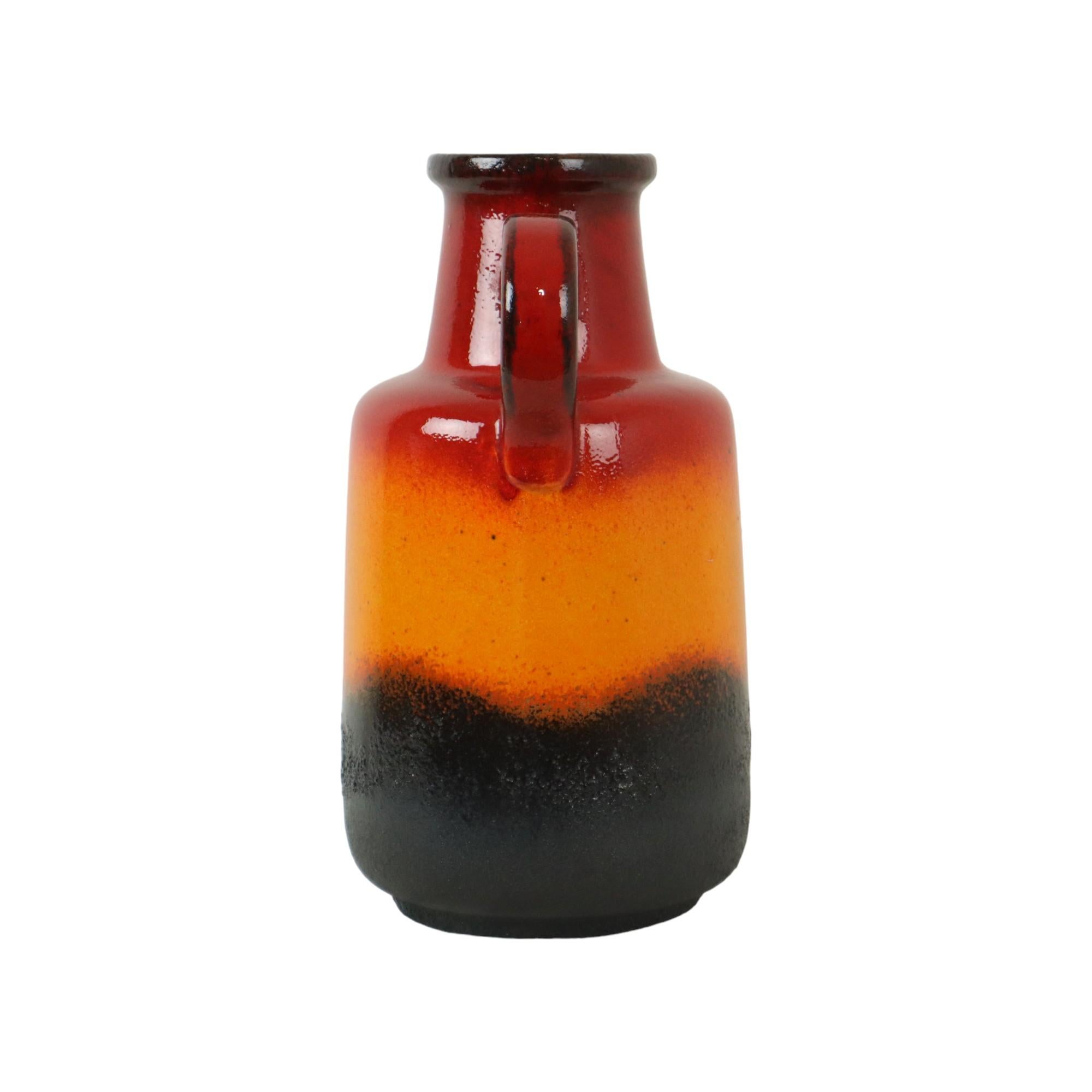 Fat Lava Vaso Germania Ovest in terracotta Scheurich Arancione Rosso Nero 408-40 In condizioni buone in vendita a Poperinge, BE