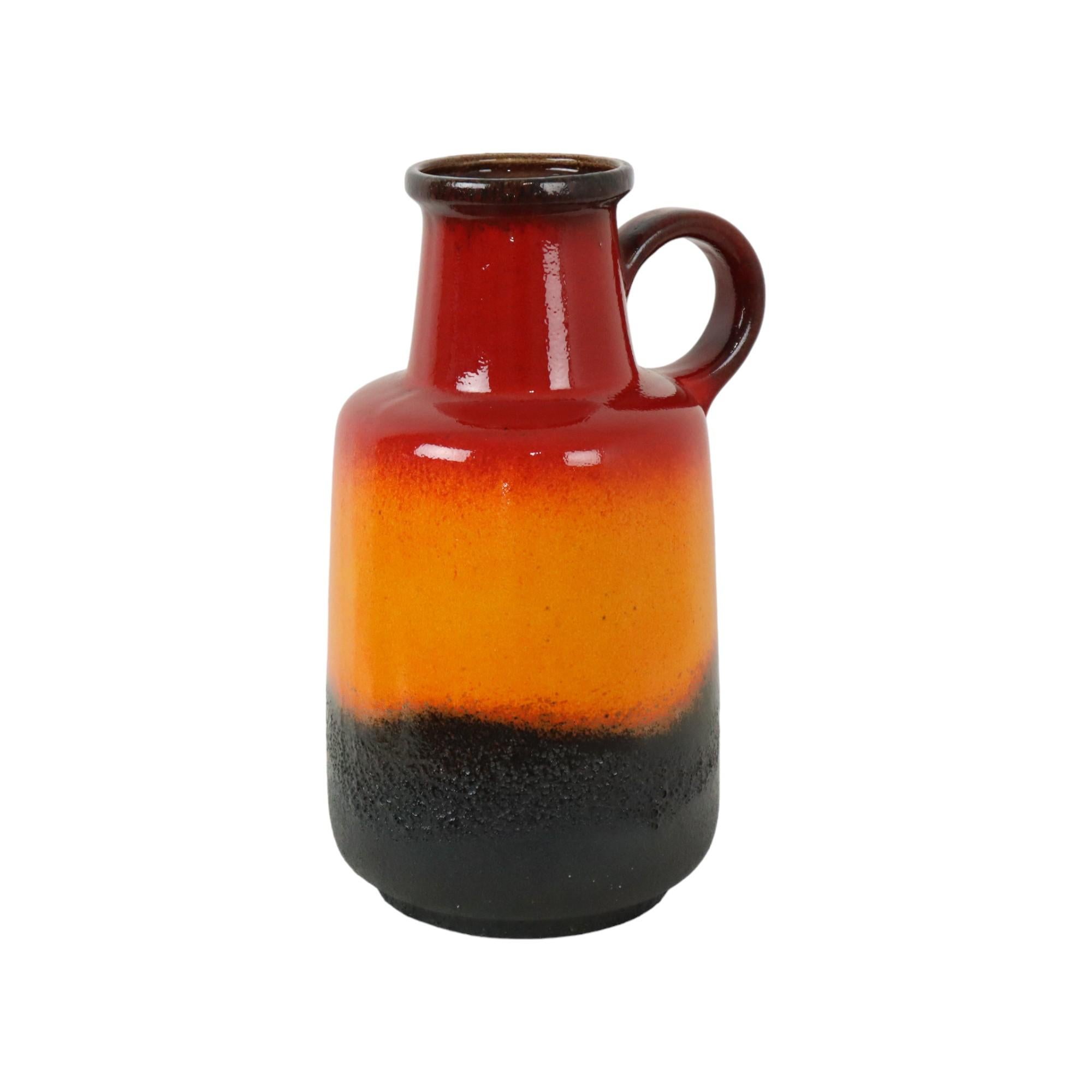 Fat Lava Vaso Germania Ovest in terracotta Scheurich Arancione Rosso Nero 408-40 in vendita 1