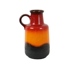 Vase Fat Lava West Germany Steingut Scheurich Orange Rot Schwarz 408-40