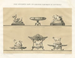 Fat Stock Show Prize Trophies, Antique Silverware Print, 1873