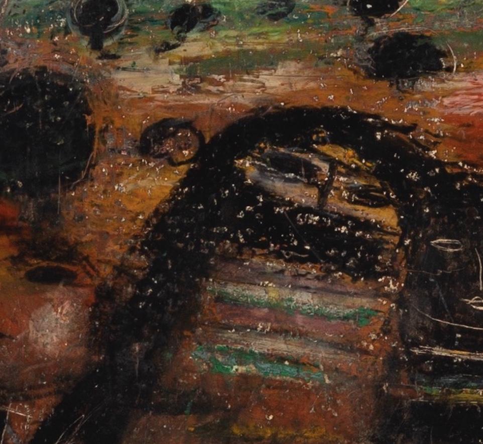 Fateh Moudarres 1922-1999
Sans titre (Quatre figures dans un paysage), 1960-1965, circa
huile sur carton sur carton
20.3 x 30 cm
8 x 11 3/4 in
signé

Fateh Moudarres est l'un des peintres syriens les plus célèbres. Il est internationalement reconnu