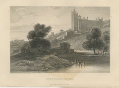 Fatehpur Sikri, Hilltop Palace above a Lake, Antique Steel Engraving, 1859