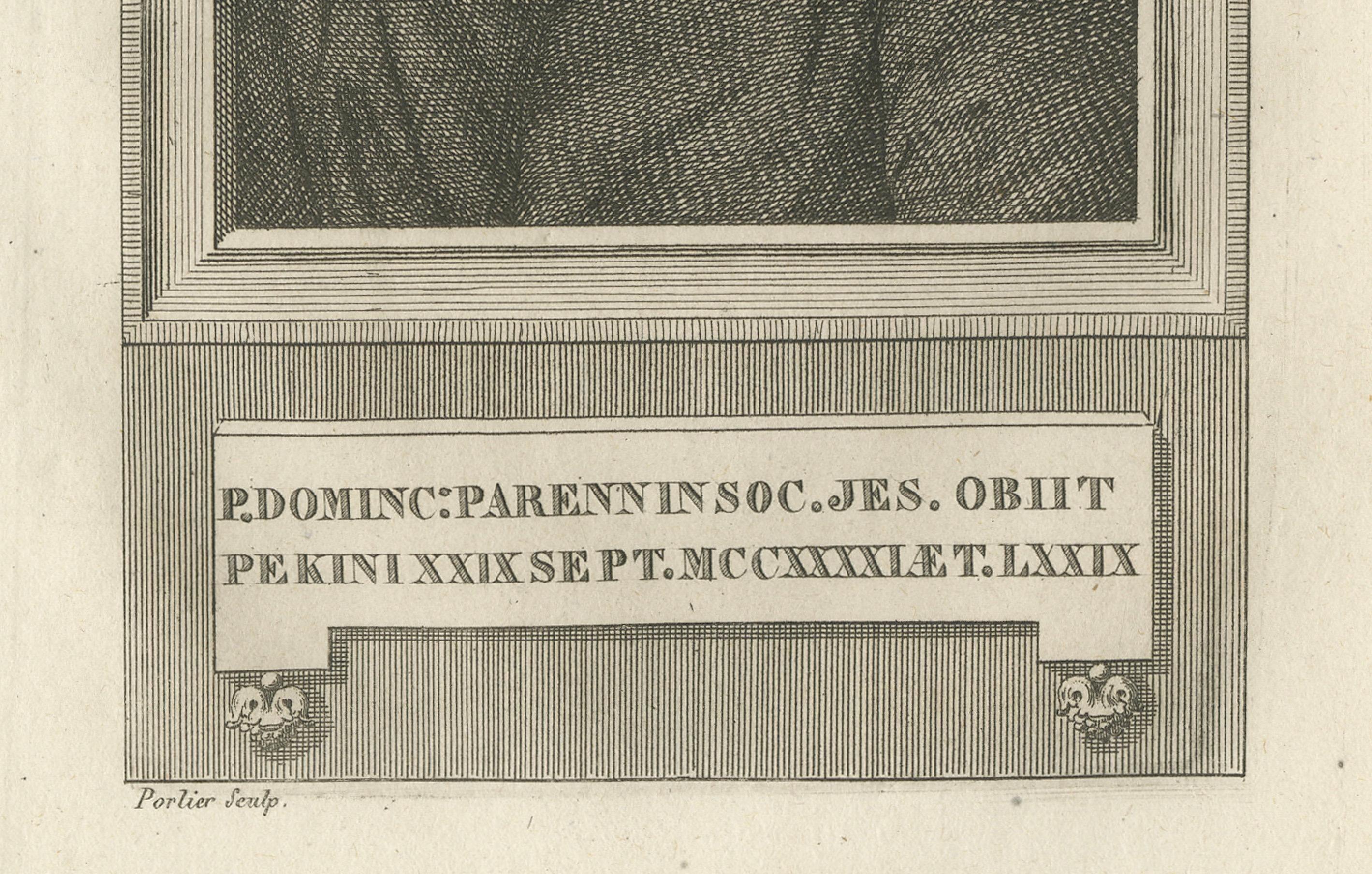 French Father Dominique Parrenin – Jesuit Missionary in China, Portrait by Portier 1790 For Sale