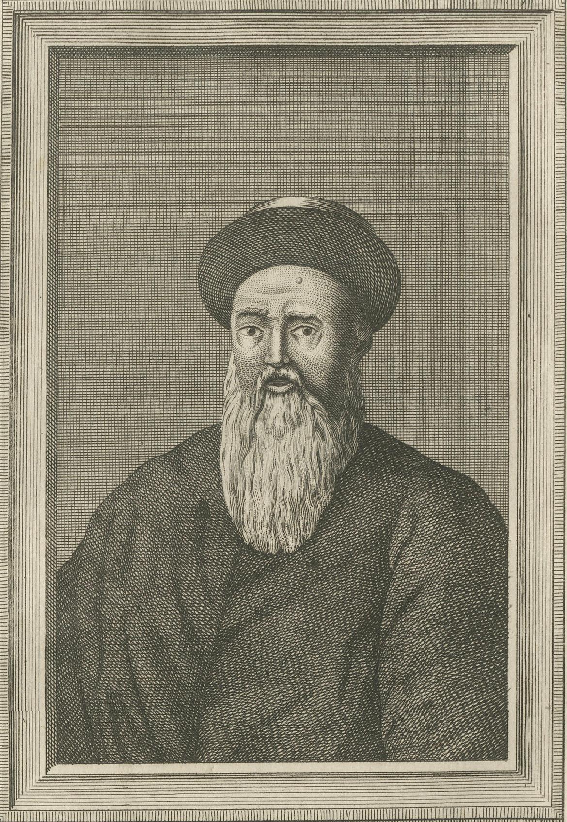 Father Dominique Parrenin – Jesuit Missionary in China, Portrait by Portier 1790 In Good Condition For Sale In Langweer, NL