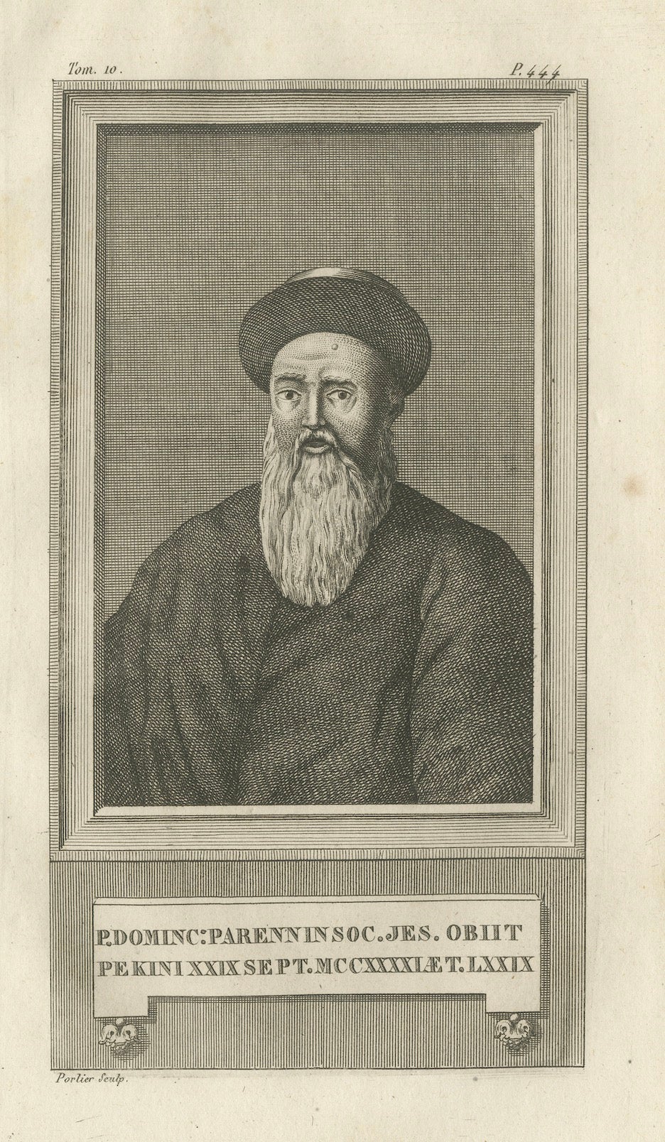Père Dominique Parrenin - Missionnaire jésuite en Chine, Portrait de Portier 1790