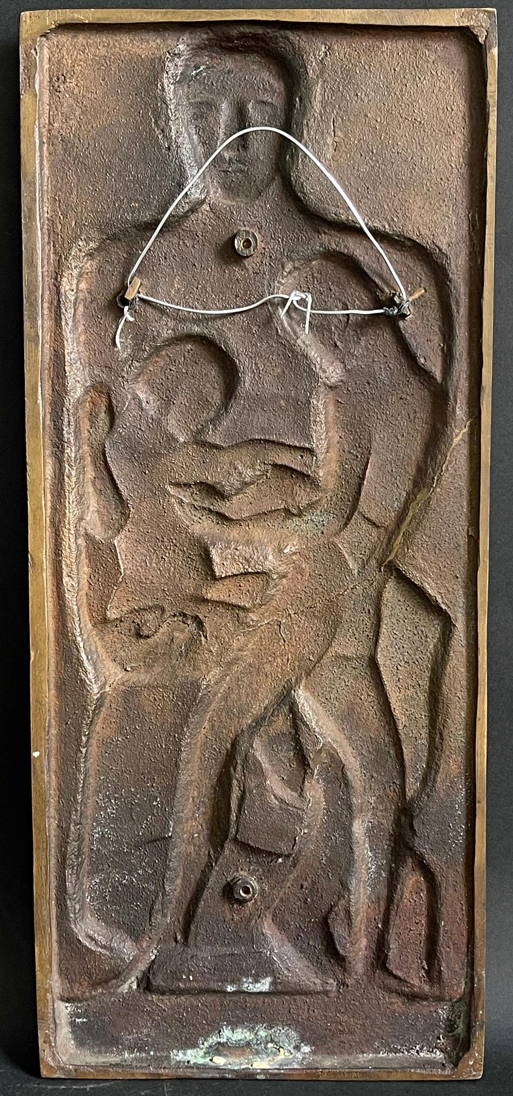 Seltene und charmante Bronze-Reliefskulptur von Zorach „Father, Son and Daughter“ (Gegossen) im Angebot