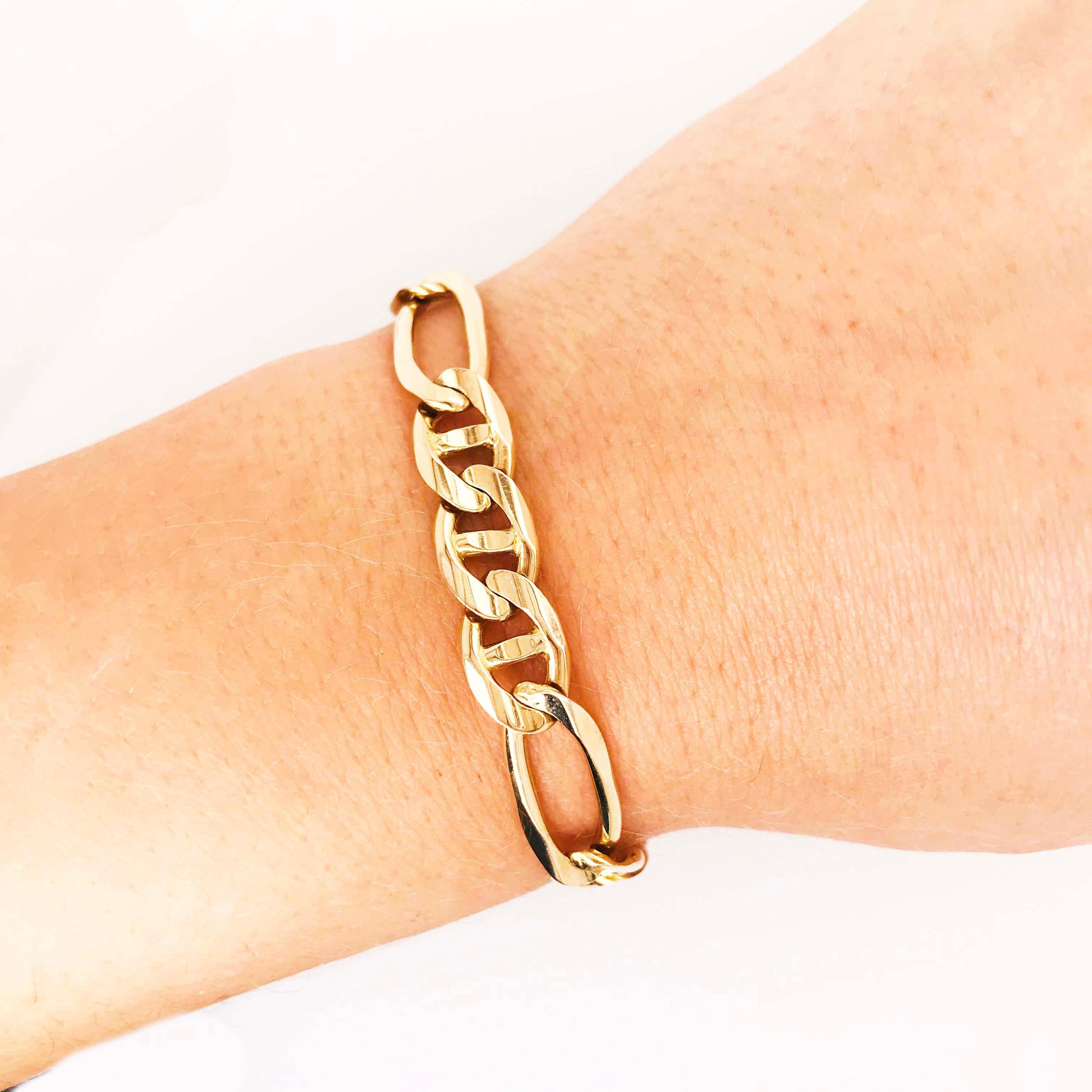 14k gold figaro bracelet made in italy