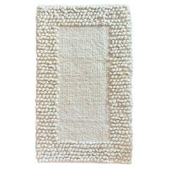 Fatima Bobble Frame Sheep Wool Area Rug in White 2.5ft by 4ft, Handmade