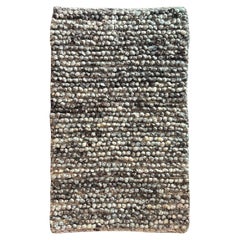 Fatima Bobble Sheep Wool Area Rug in Gray 2.5ft by 4ft, Handmade