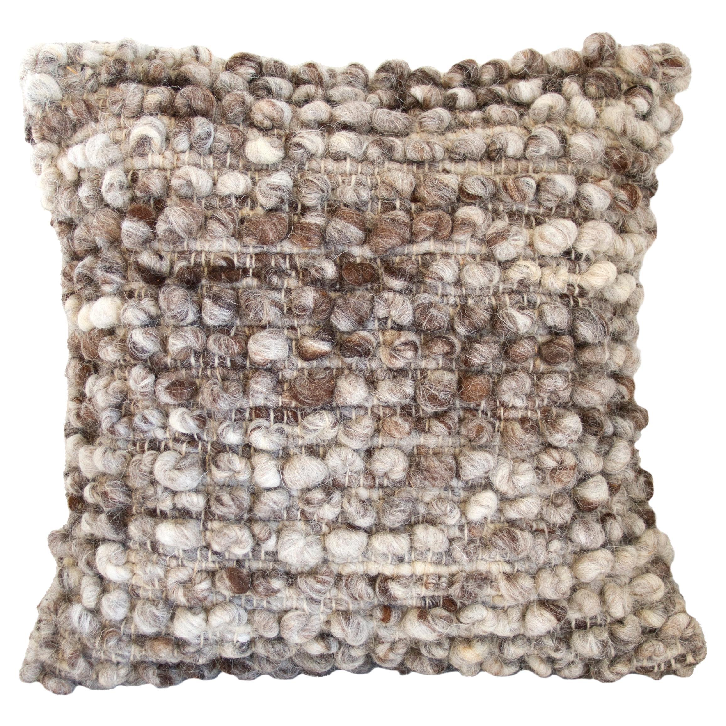 Fatima Bobble Throw Pillow in Gray made from 100% sheep wool - 20" x 20" For Sale