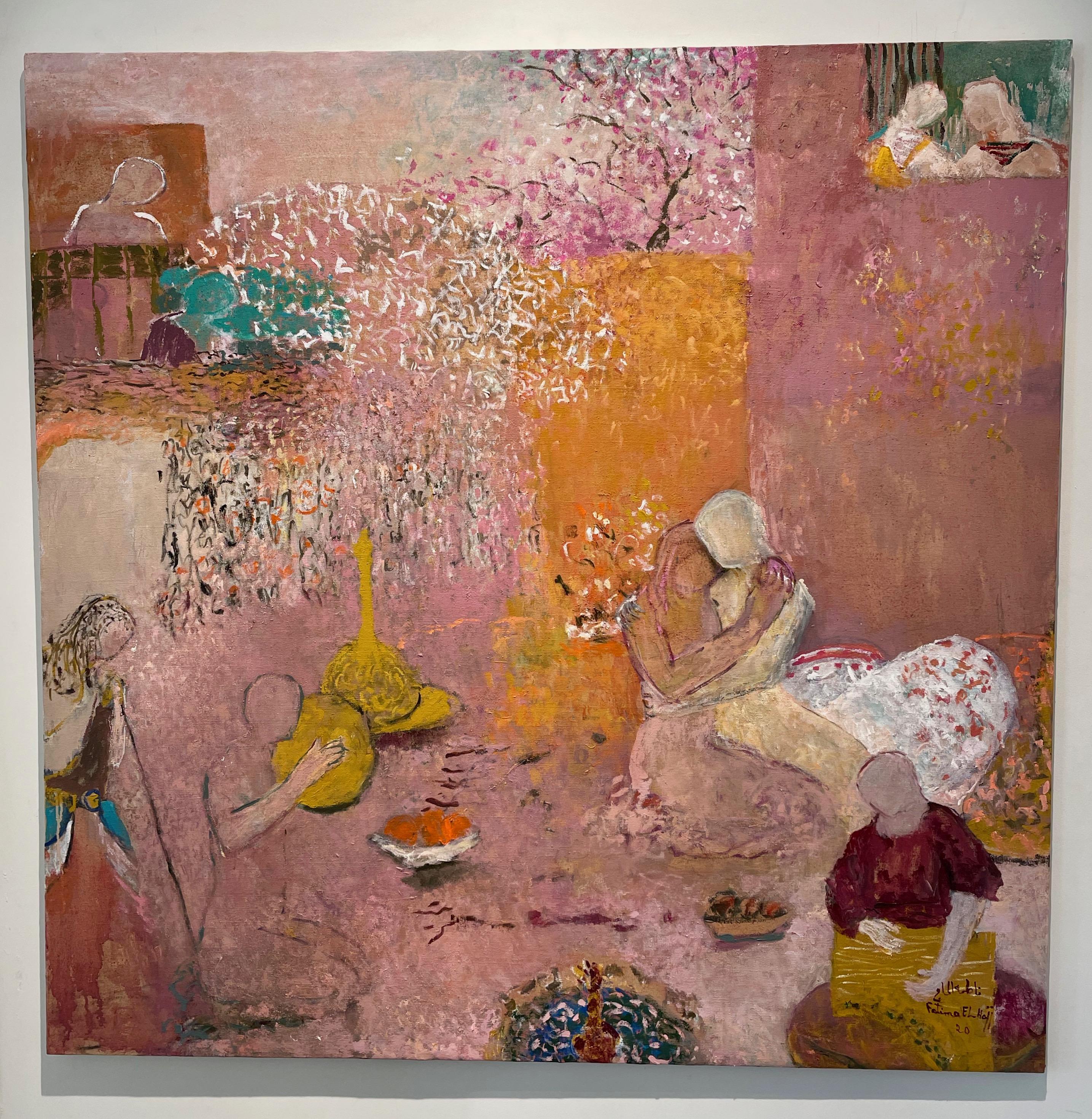 Fatima El Hajj Figurative Painting - Le pavillon rose