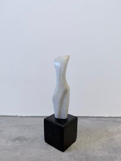 Fatima Fontes Abstract Carrara Marble Sculpture on Granite Base, Brazil 1990s