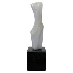 Fatima Fontes Abstract Carrara Marble Sculpture on Granite Base, Brazil 1990s