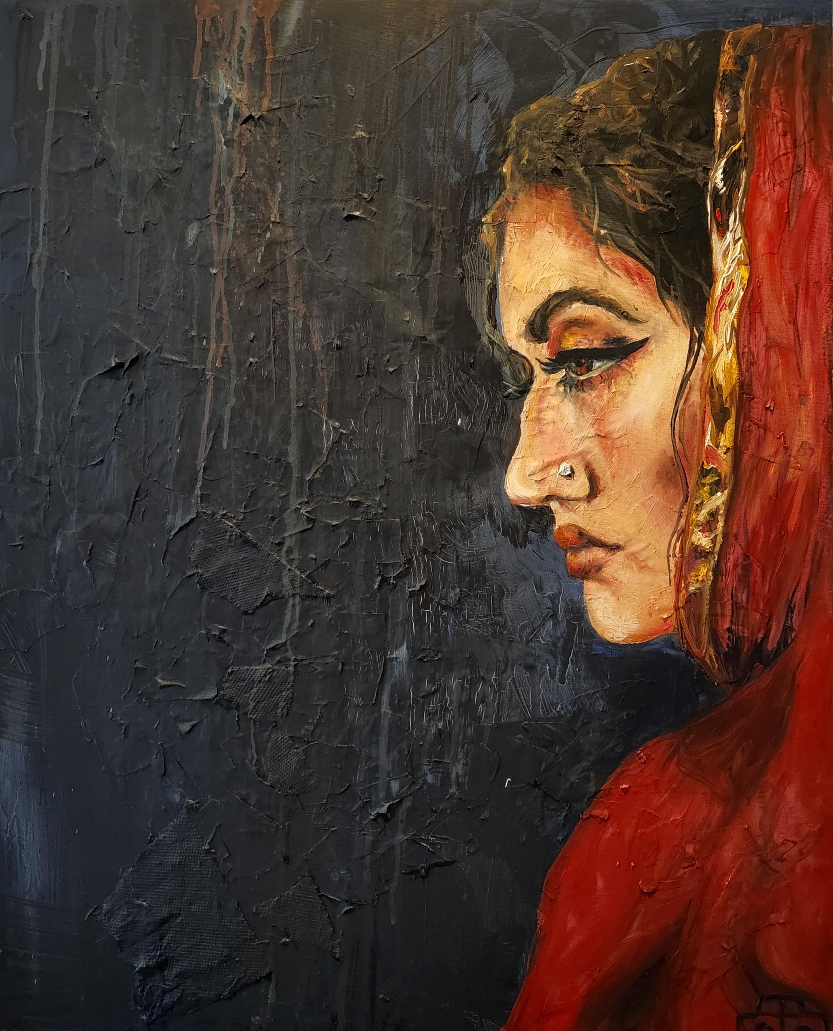 Fatima Zaidi  Figurative Painting – Gewicht II