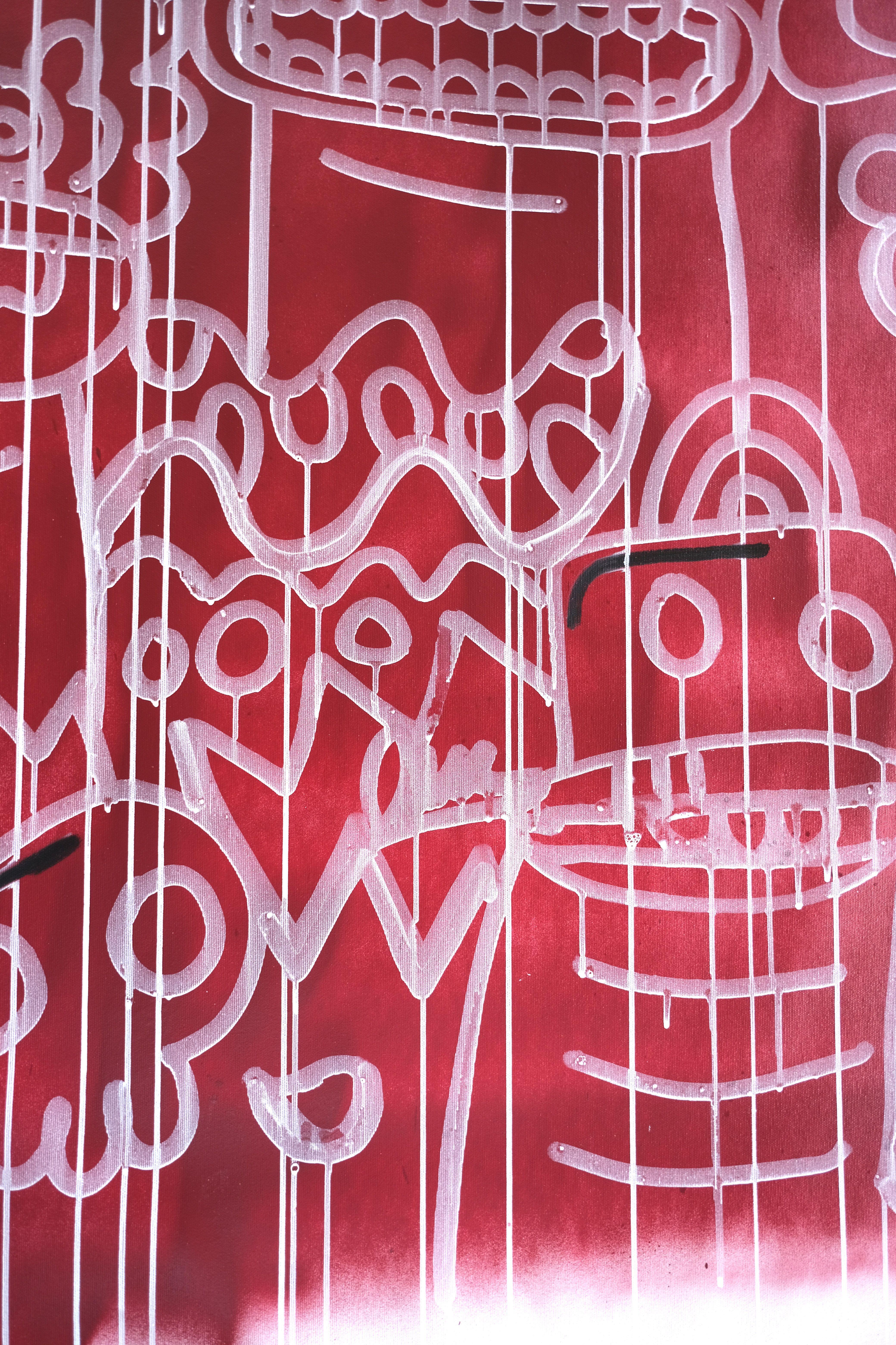 Roter Samt, Gemälde, Acryl auf Leinwand (Streetart), Painting, von Fatin Rahmouni