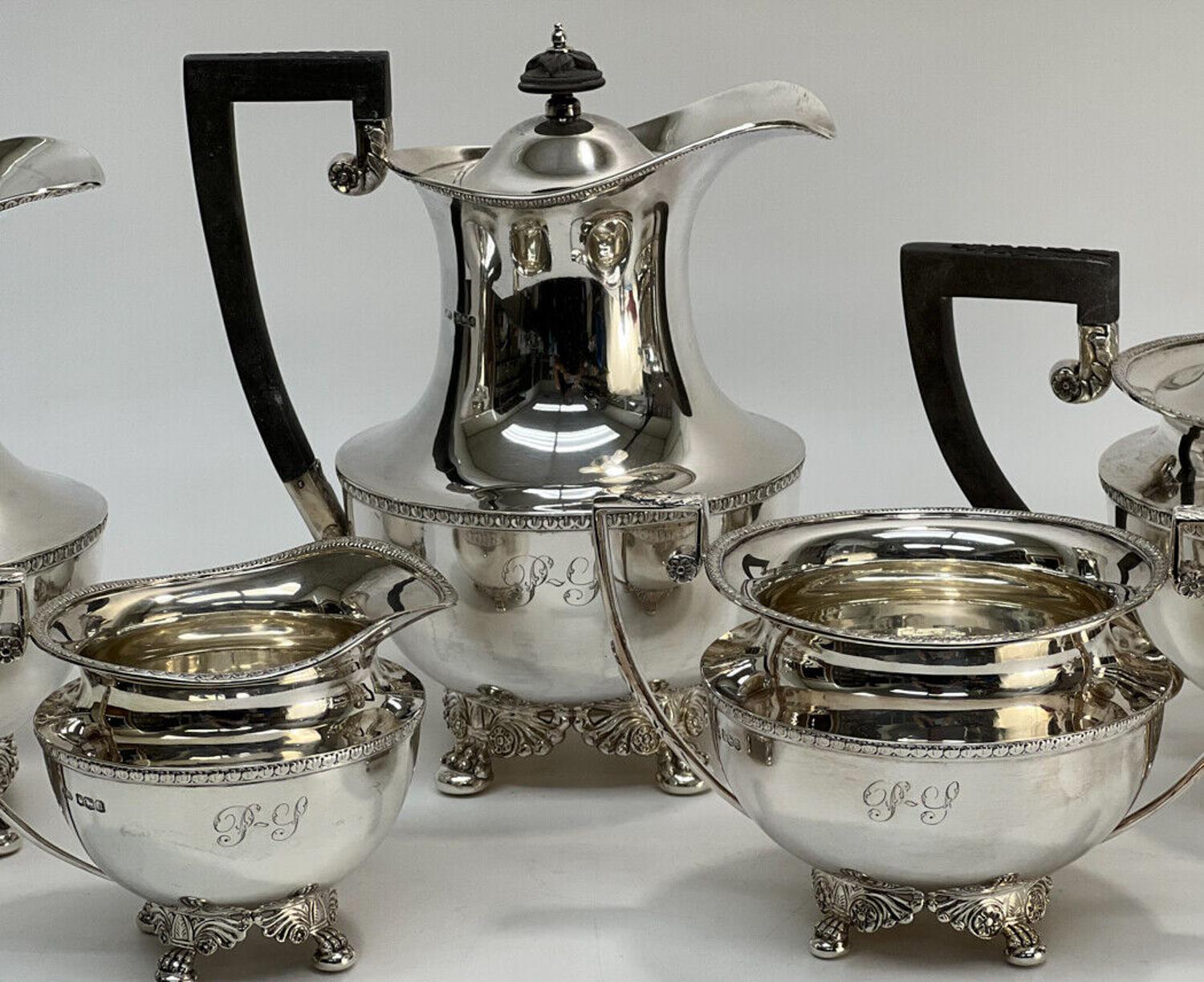 Fattorini & Sons Ltd Sheffield England Sterling Silver Tea Set. 1921 In Good Condition For Sale In Gardena, CA