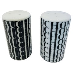 FAUCHON Paris Salt and Pepper Porcelain Shakers Black and White