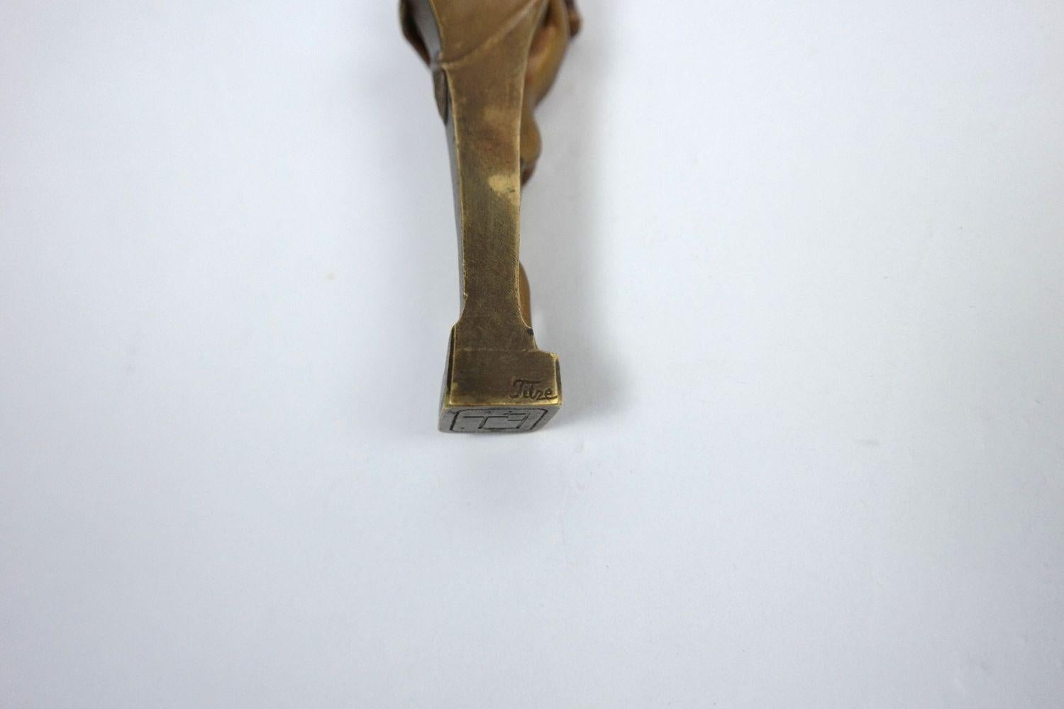 Faun and nymph, art nouveau Wiener bronze Titze wax seal stamp with monogram E.T For Sale 2