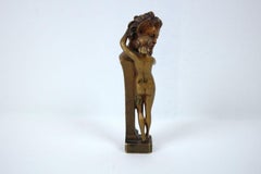 Faun and nymph, art nouveau Wiener bronze Titze wax seal stamp with monogram E.T