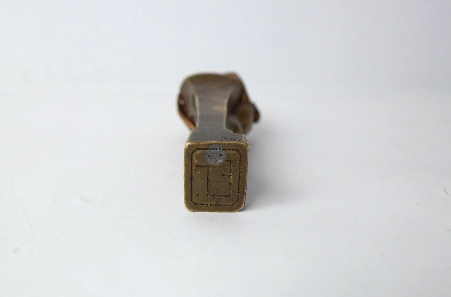 Austrian Faun and nymph, art nouveau Wiener bronze Titze wax seal stamp with monogram E.T For Sale