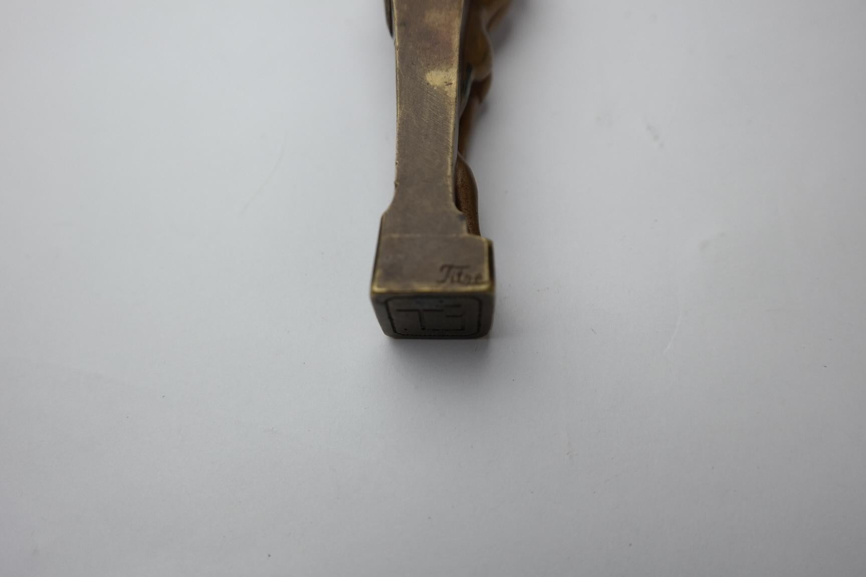 Faun and nymph, art nouveau Wiener bronze Titze wax seal stamp with monogram E.T In Good Condition For Sale In Budapest, HU