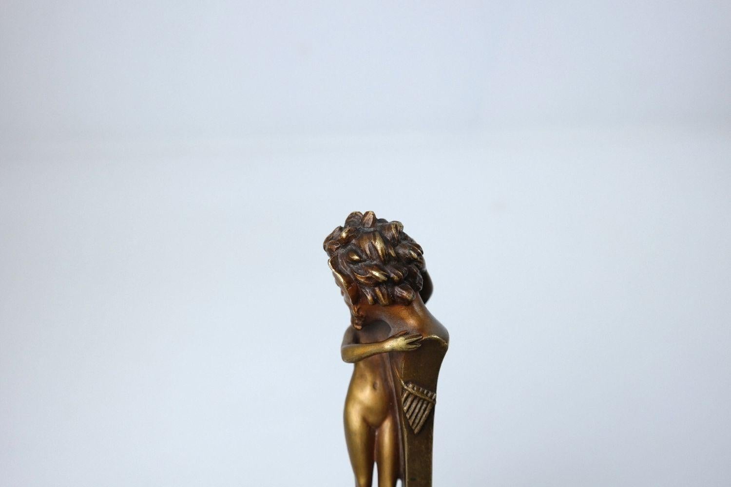 Faun and nymph, art nouveau Wiener bronze Titze wax seal stamp with monogram E.T For Sale 1