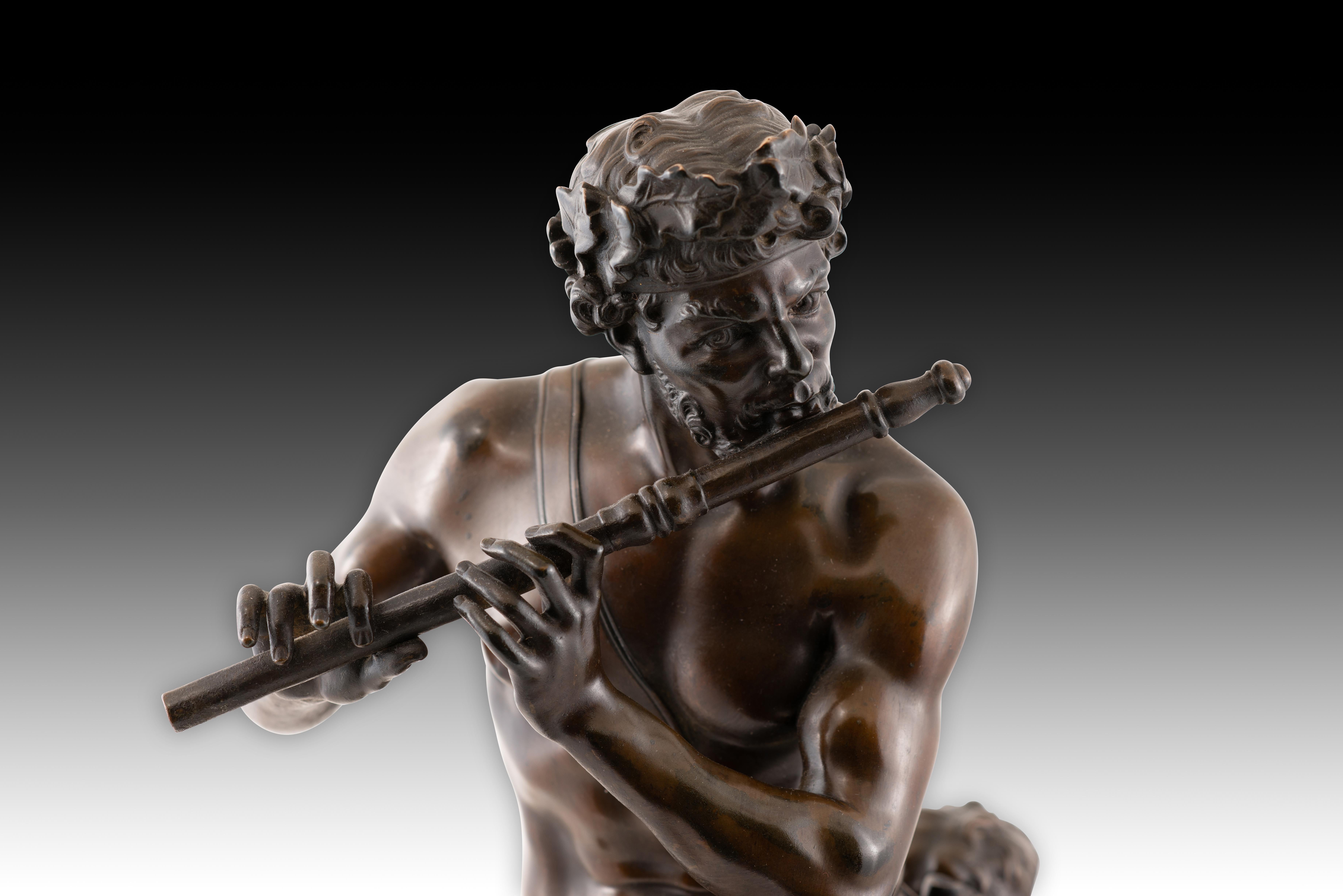 Faun spielt Flöte. Bronze. Nach den Modellen von Antoine Coysevòx. im Angebot 6