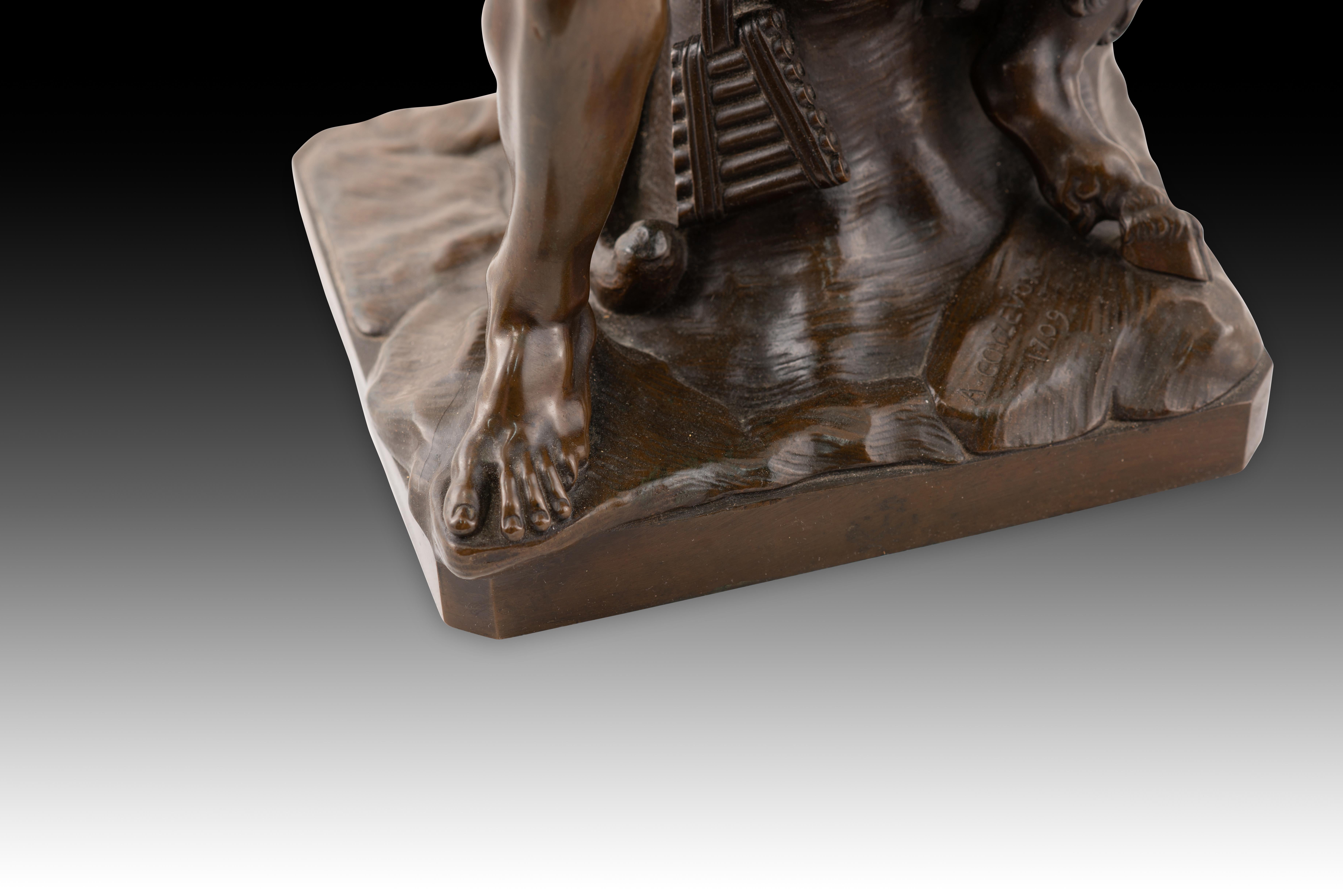 Faun spielt Flöte. Bronze. Nach den Modellen von Antoine Coysevòx. im Angebot 7