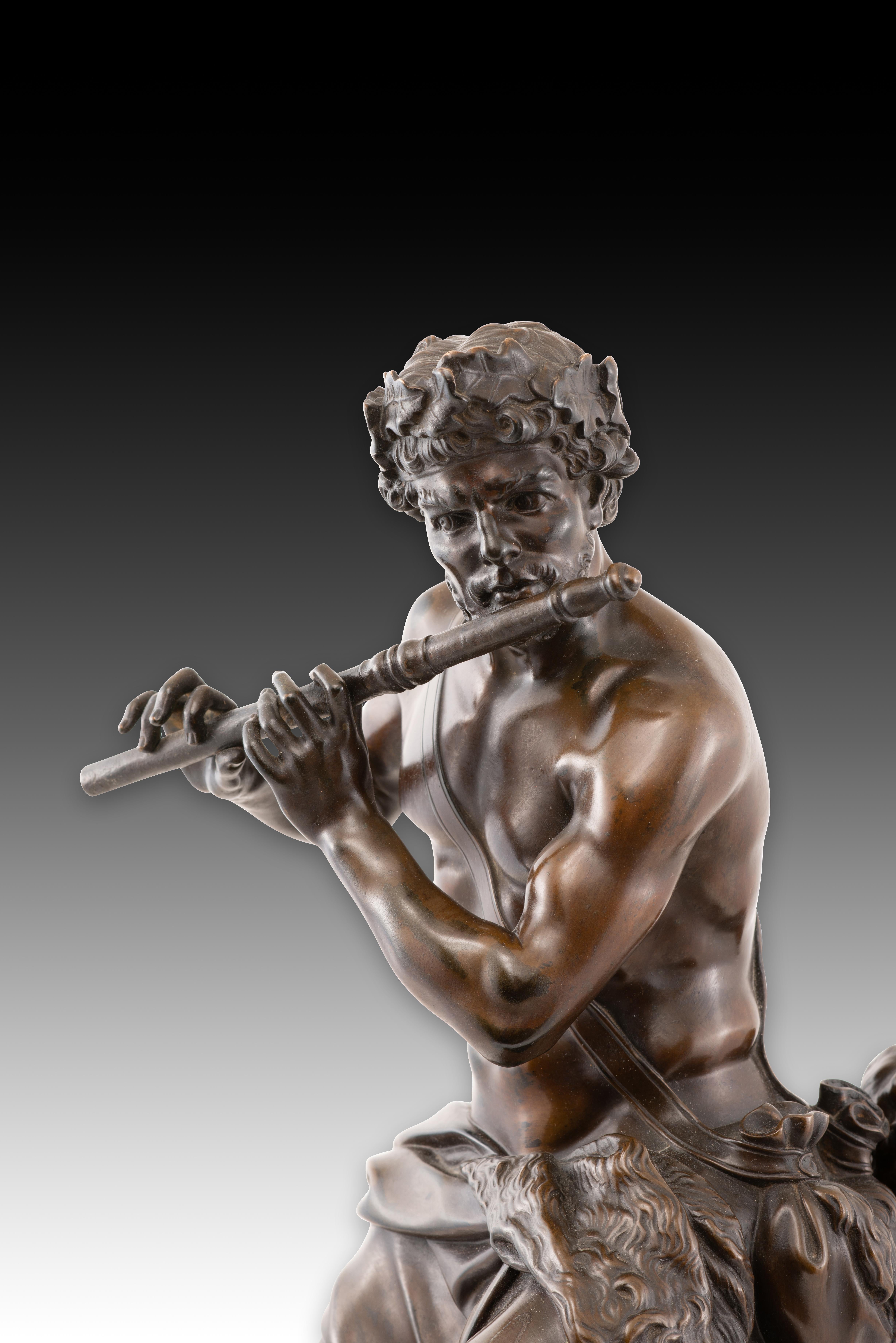 Faun spielt Flöte. Bronze. Nach den Modellen von Antoine Coysevòx. im Angebot 8