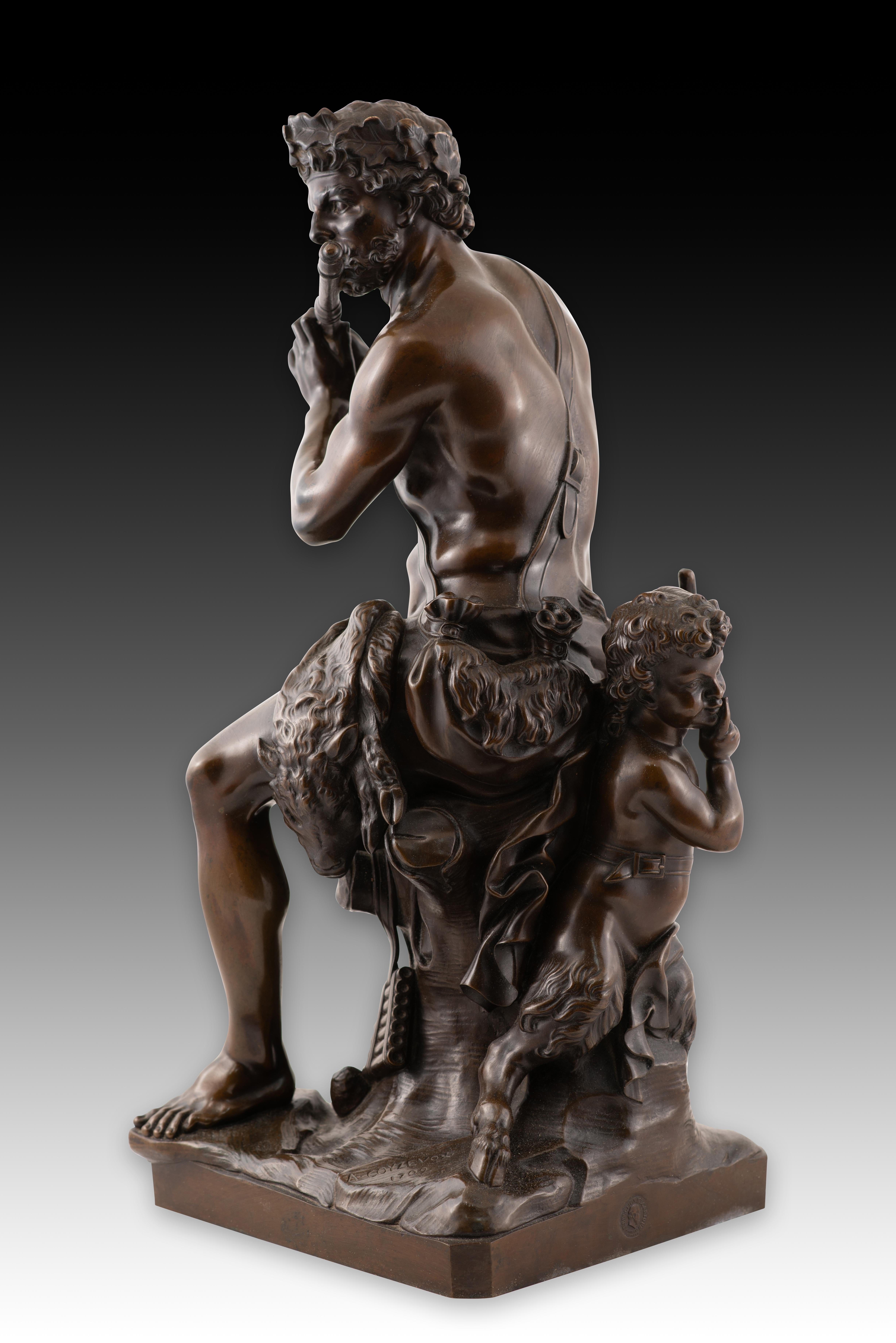 Faun spielt Flöte. Bronze. Nach den Modellen von Antoine Coysevòx. (Neoklassisches Revival) im Angebot