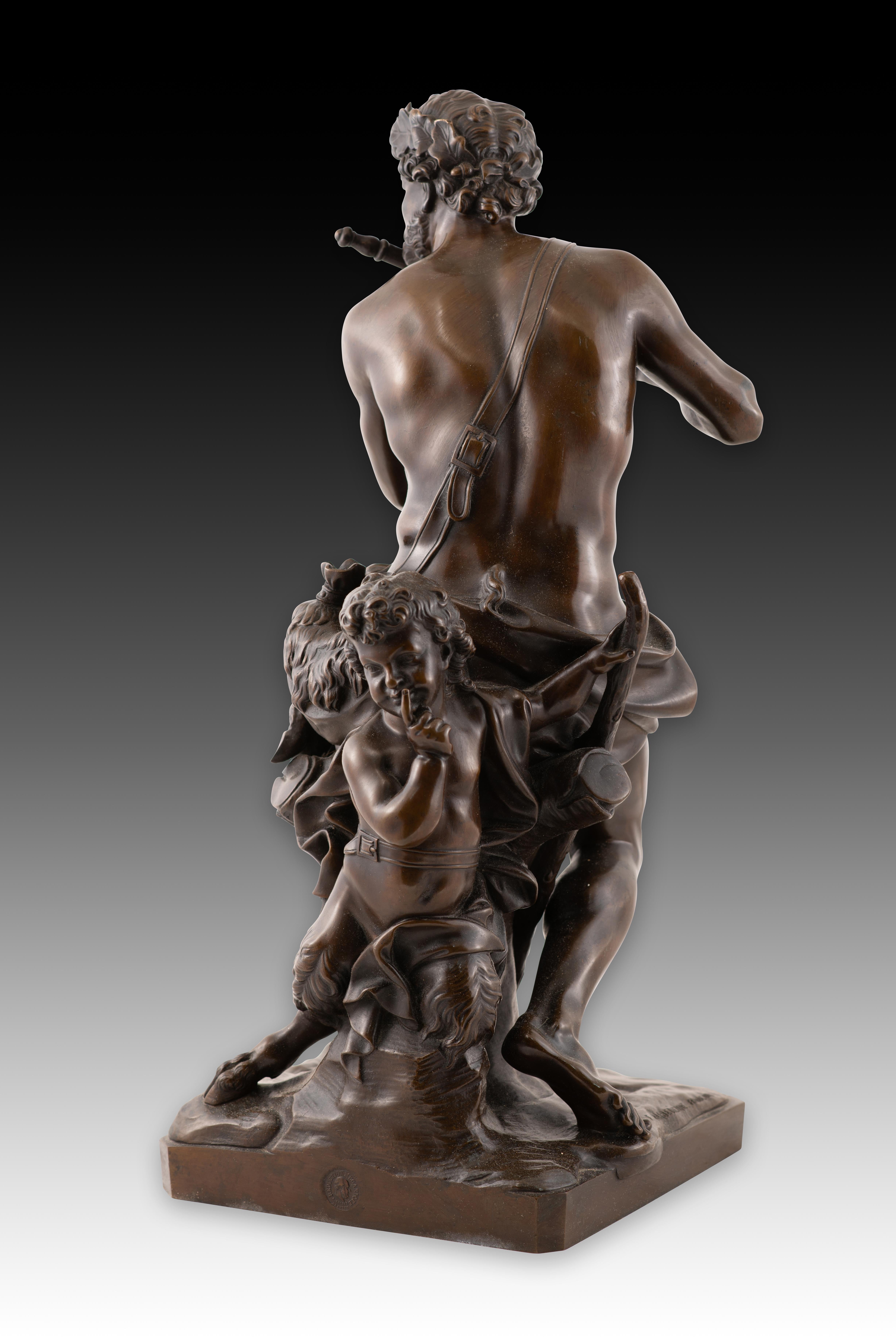 Faun spielt Flöte. Bronze. Nach den Modellen von Antoine Coysevòx. (Französisch) im Angebot