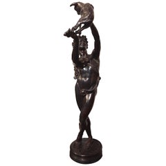 Faun with Goat, Charles Gumery French Bronze Satyr Mythological, 19th Century