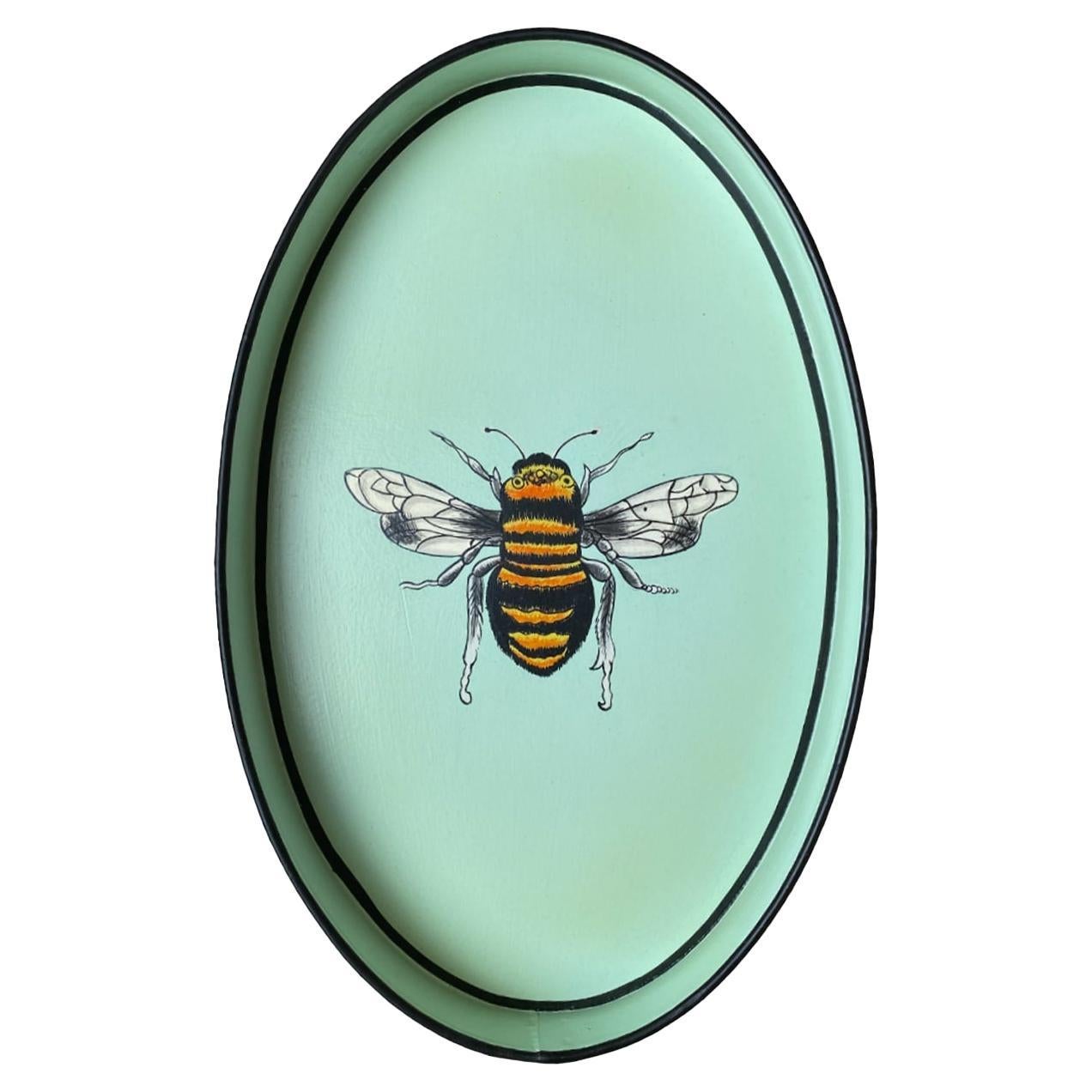 Fauna Aqua Green Handpainted Iron Tray